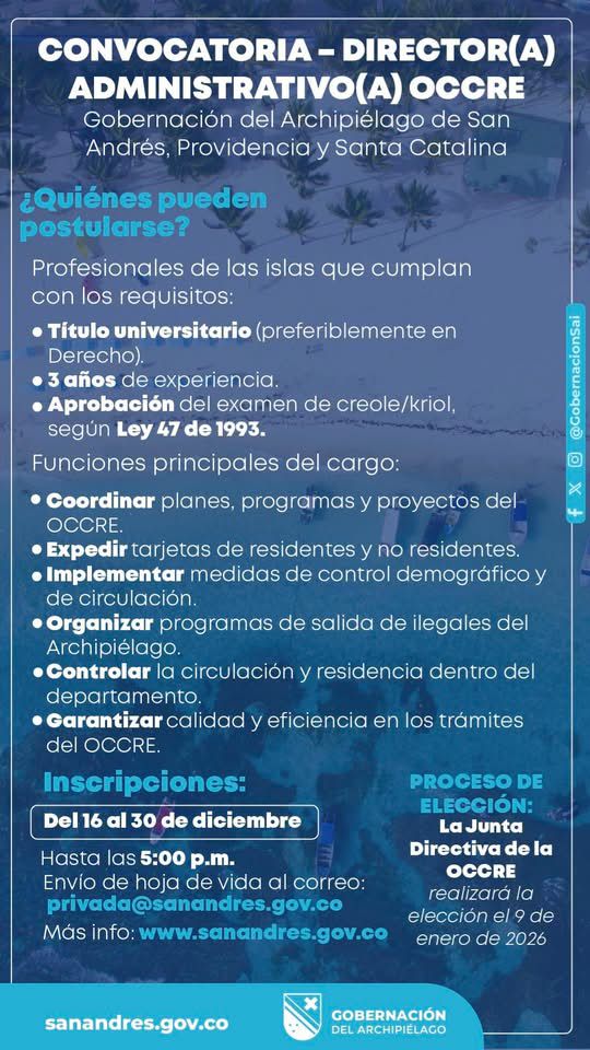 Abrimos convocatoria para la elección de Director(a) de la OCCRE