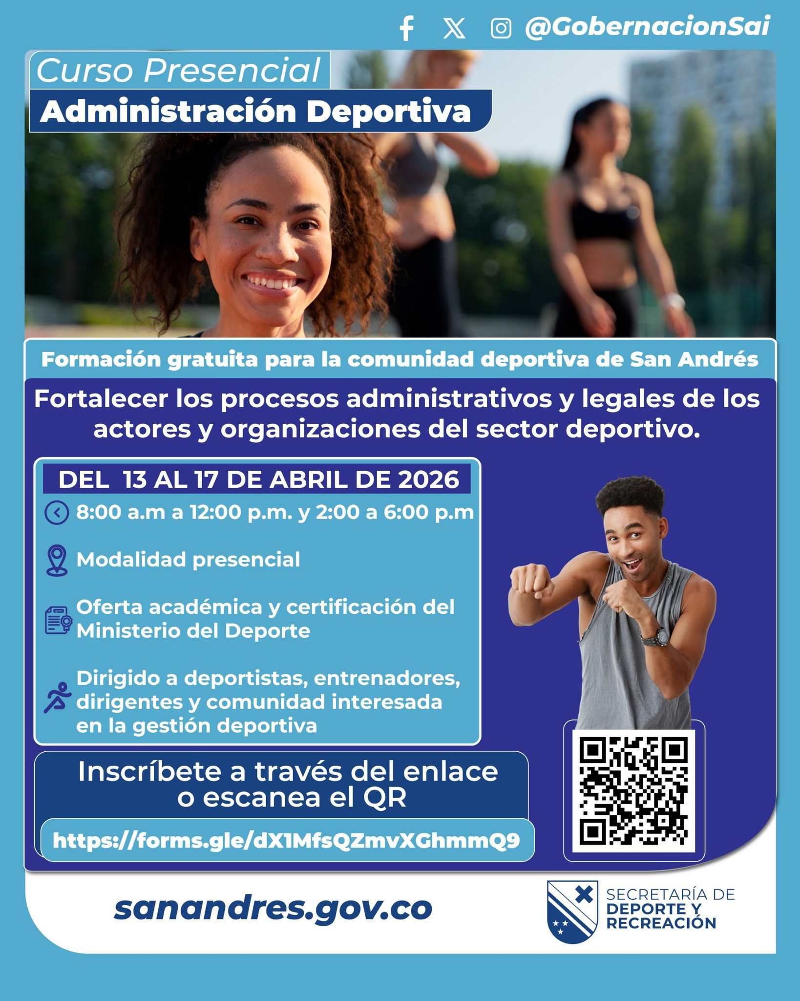 Curso gratuito de administración deportiva busca fortalecer el sector en San Andrés.